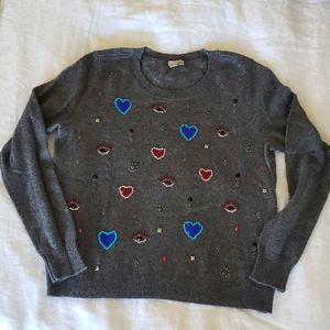 100% Cashmere Grey Embelished Sweater